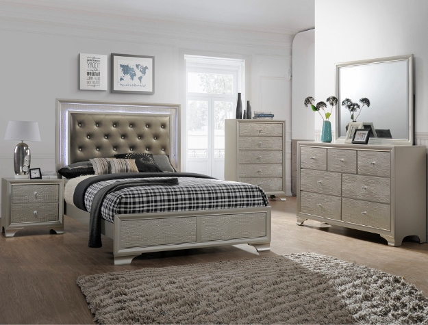 Elegant Light Wood Bed with Tufted Upholstered Headboard and Modern Frame