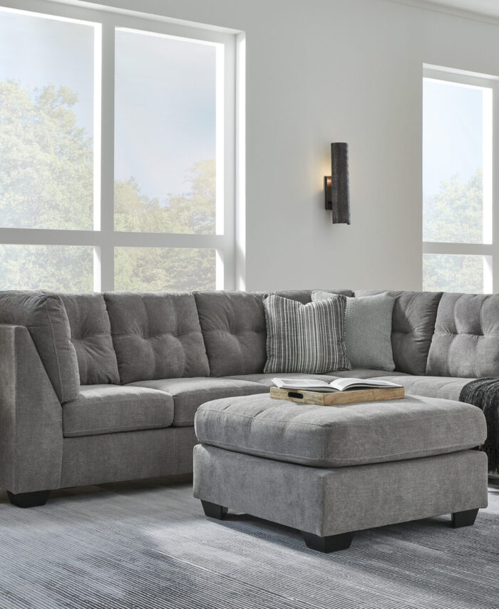 Gray Fabric Sectional Sofa with Matching Ottoman – Modern Comfort