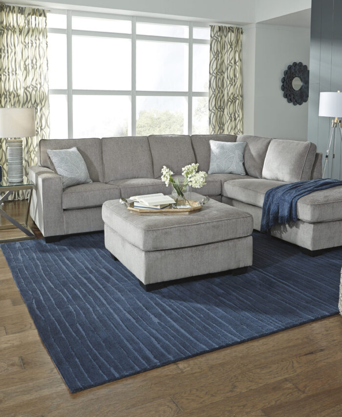 Light Beige Sectional Sofa with Matching Ottoman