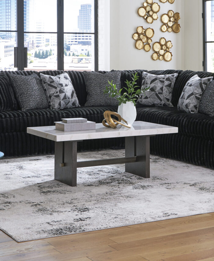 Modern Black Corduroy Sectional Sofa – Plush Comfort with Contemporary Style